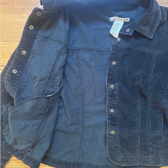 A.M.I. y2k black corduroy snap blazer short jacket SIZE M - Picture 5 of 6